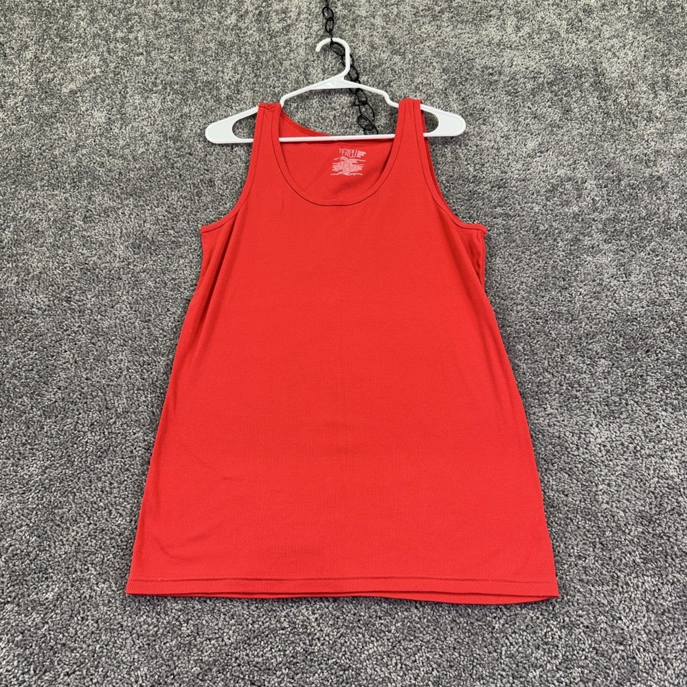 Time And Tru Tank Top Womens 3XL Red Ribbed Scoop Neck Summer Casual Plus